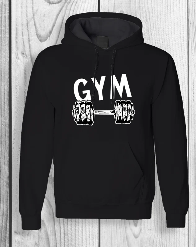 Comfortabel en stijlvol hoodie met een krachtige dumbbell-print — ideaal voor in de gym of casual wear. - Afbeelding 2
