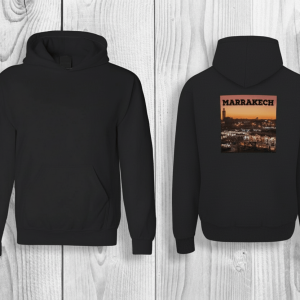 Mooie hoodie met de markt van Marrakech op de achtergrond