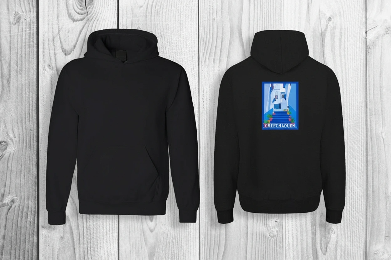 Hoodie met Chefchaouen op de achterkant