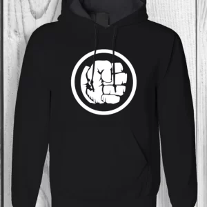 Stijlvol zwart hoodie met een krachtige Hulk‑print — perfect voor fans van Marvel en streetwear.