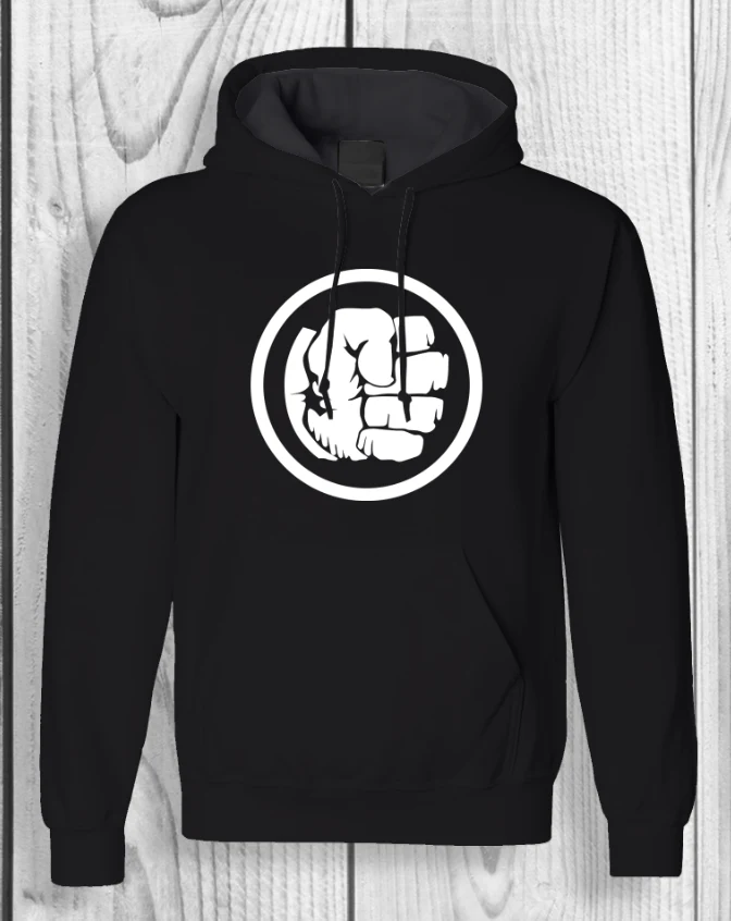 Stijlvol zwart hoodie met een krachtige Hulk‑print — perfect voor fans van Marvel en streetwear.