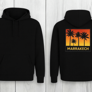 Hoodie met Marrakech met palmbomen op de achterkant