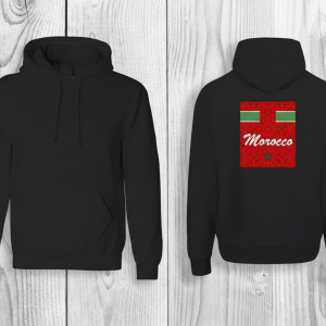 Hoodie met Morocco in het wit en Marokkaanse ster aan de achterkant